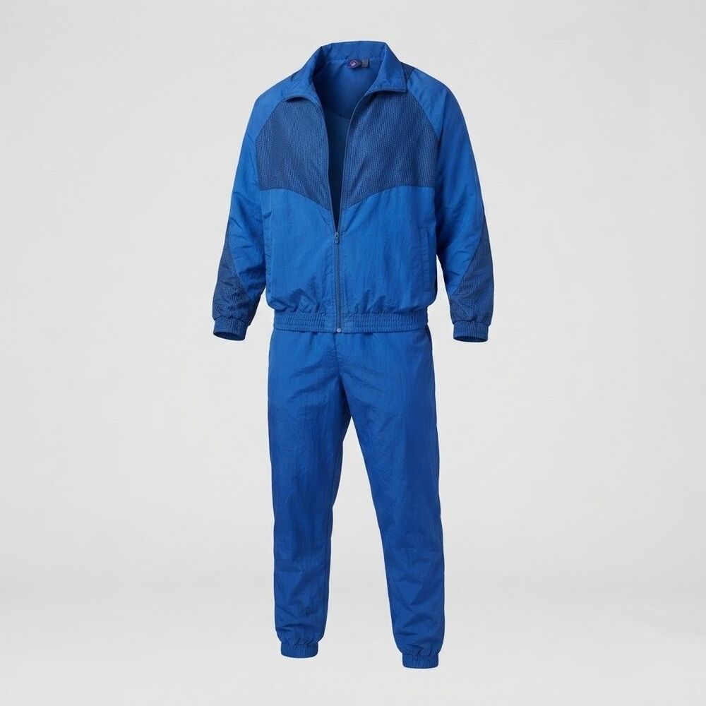 VTG 80s 90s Roundtree & York Sport Men Blue Nylon Track Suit Full Zip Jacket XL